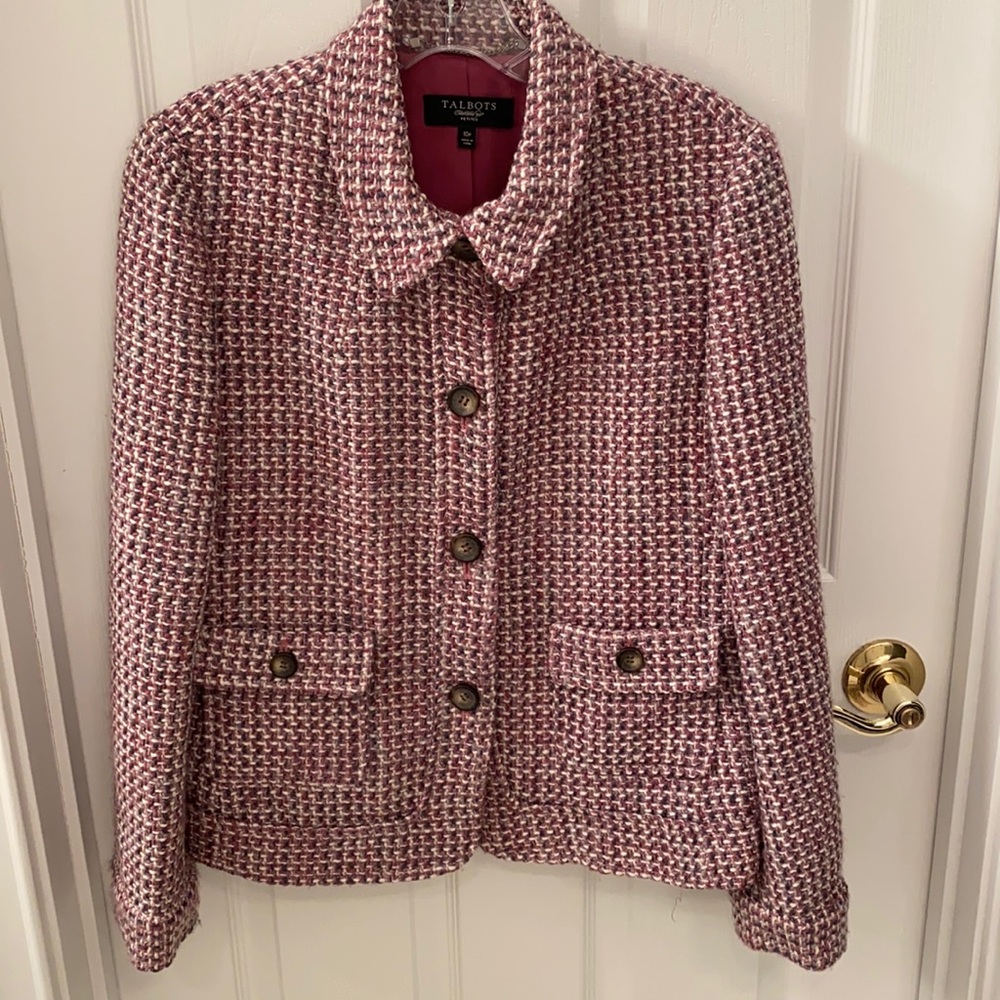 Talbots Purple Gray and Cream Tweed Jacket 10p